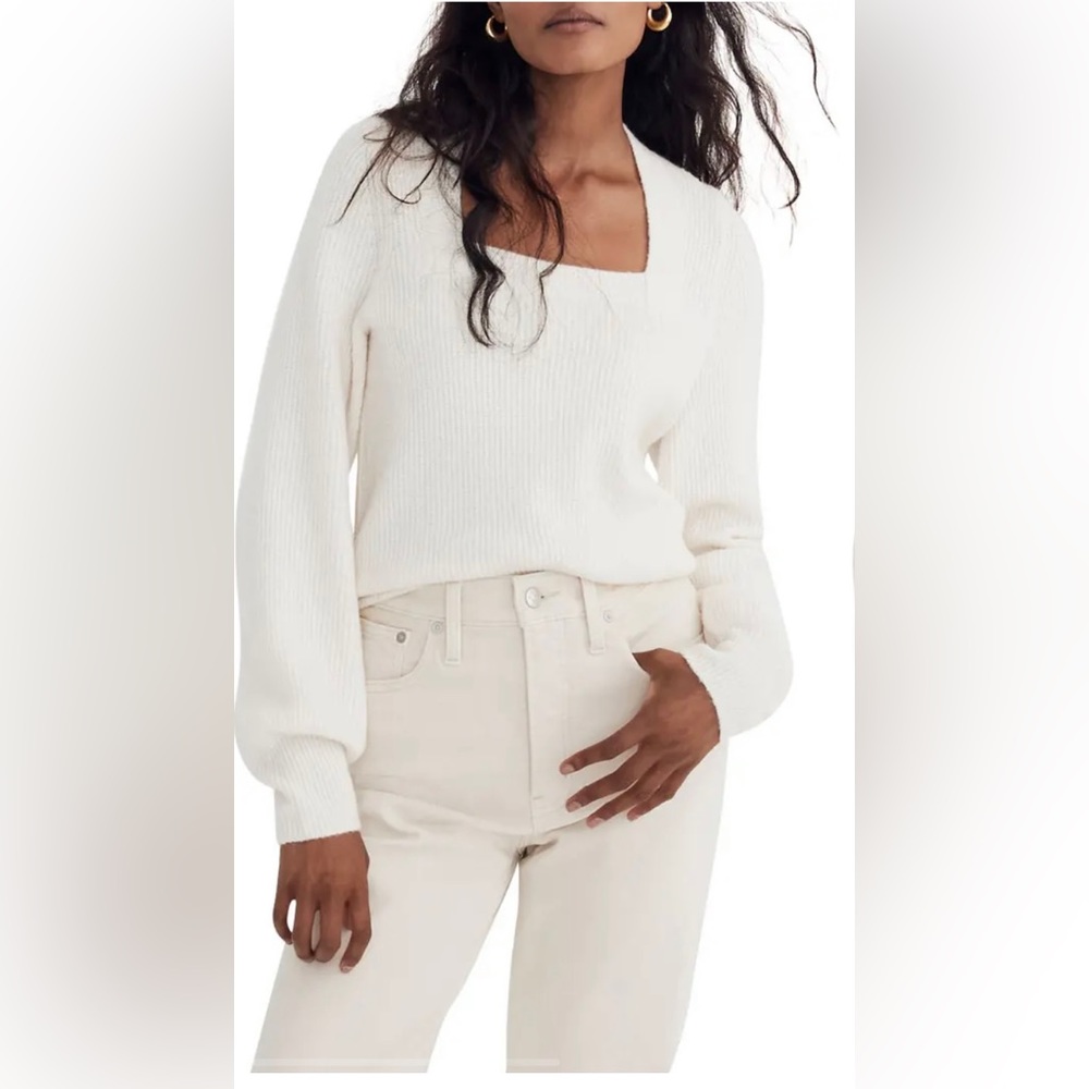 Madewell Square Neck Coziest Yarn Pullover Sweater